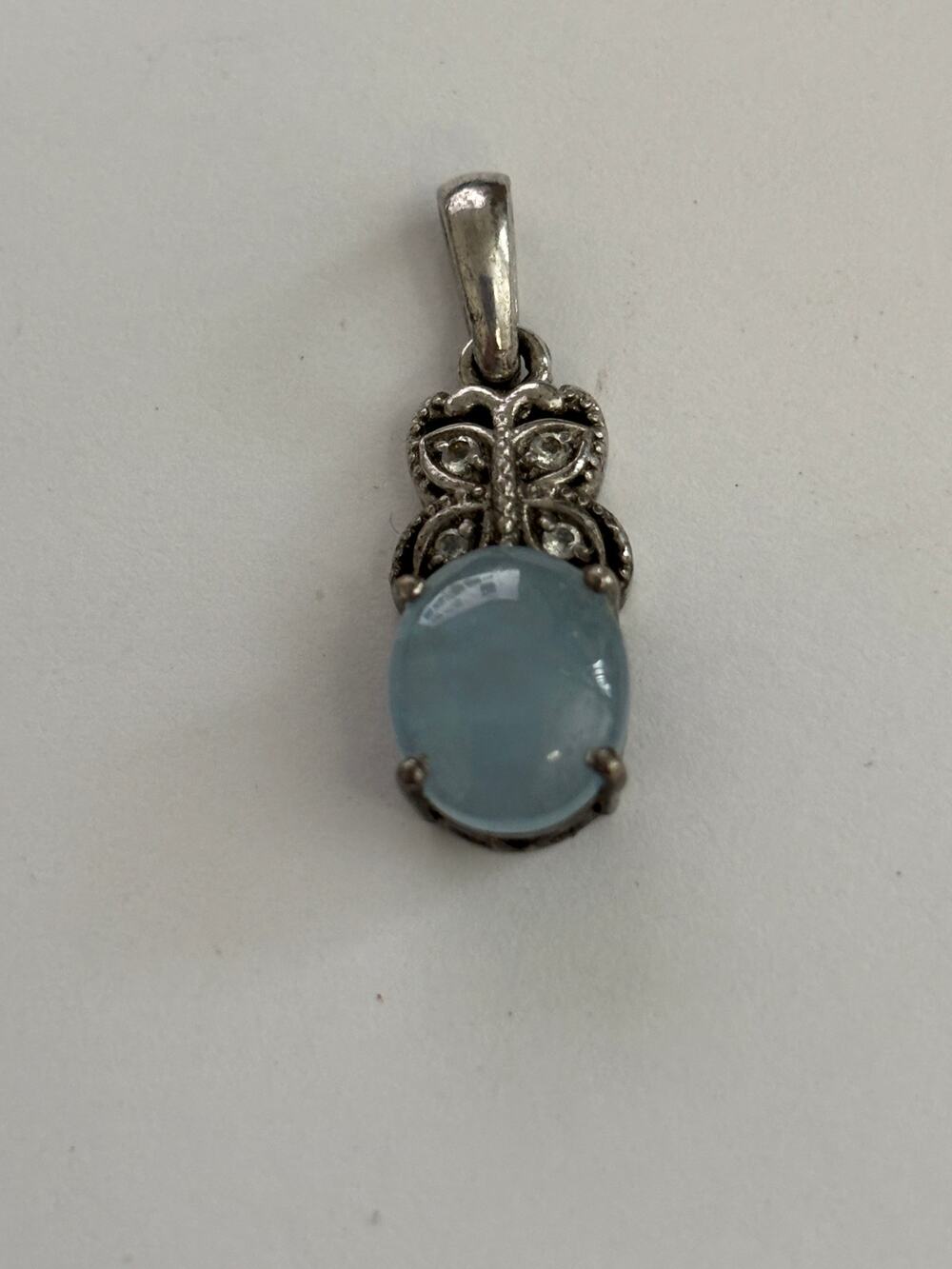 Sterling Silver Blue Calcedony Pendant